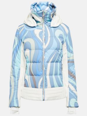 Pérová lyžiarska bunda s potlačou Pucci modrá