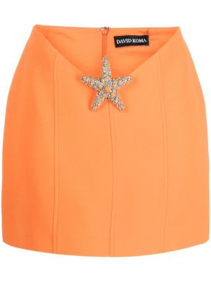 Mini sijonas su kristalais David Koma oranžinė