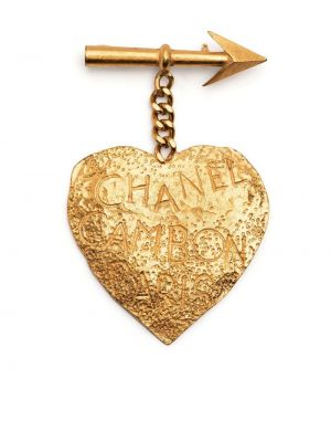 Brošňa so srdiečkami Chanel Pre-owned zlatá