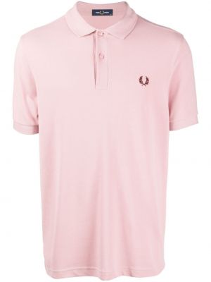 Памучна поло тениска бродирана Fred Perry розово
