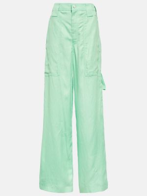 Pantaloni cu talie înaltă cu croială lejeră Stella Mccartney verde