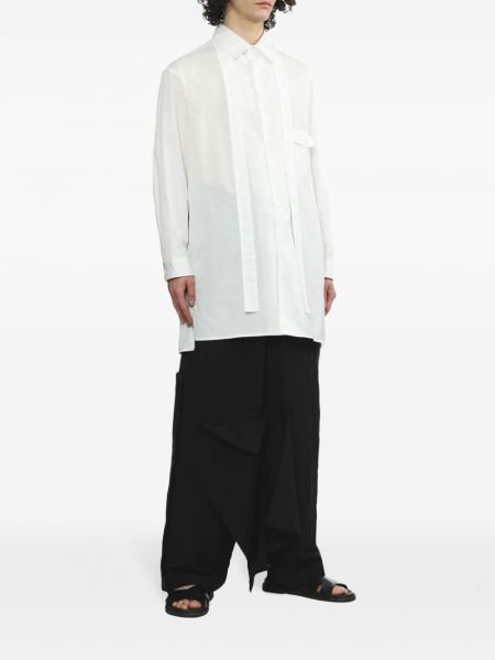 Drapované kalhoty relaxed fit Yohji Yamamoto černé