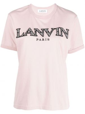 Bombažna majica s potiskom Lanvin roza