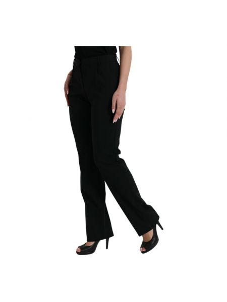 Pantalones rectos ajustados de lana Dolce & Gabbana negro
