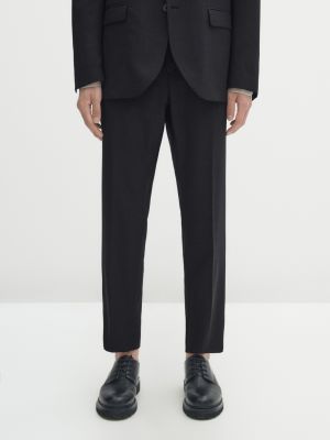 Шерстяные костюмные брюки Massimo Dutti серые