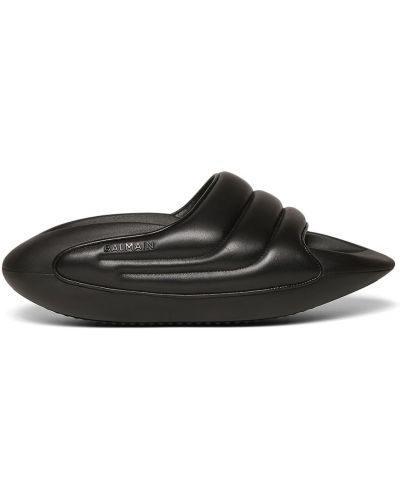 Prešívané kožené sandále Balmain čierna