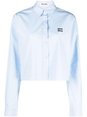 Памучна риза бродирана Miu Miu синьо