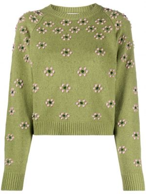 Maglione ricamata a fiori Kenzo verde