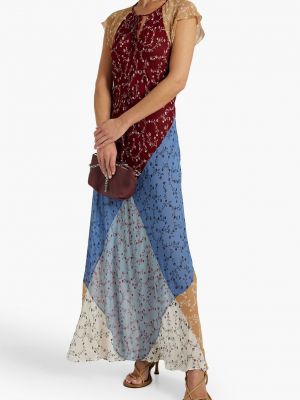 Шифоновое длинное платье в цветочек с принтом Rag & Bone синее