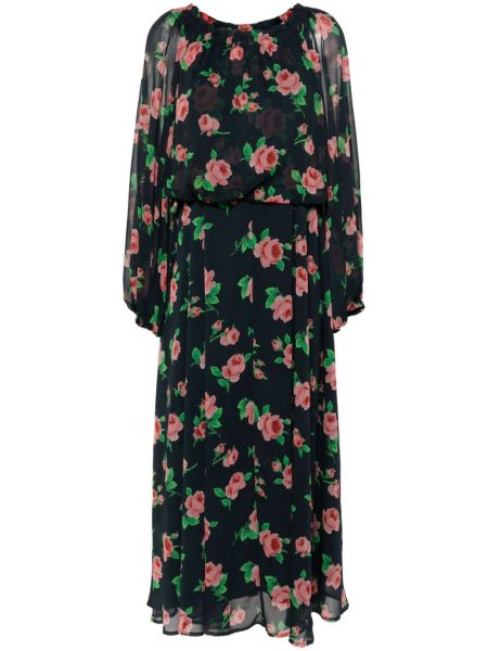 Rozkloszowana sukienka szyfonowa w kwiatki z nadrukiem Rotate Birger Christensen