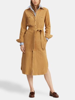 Mini vestido de cuero Polo Ralph Lauren marrón