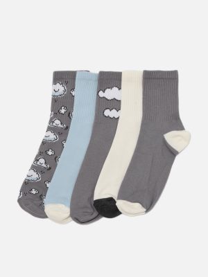 Pletene čarape s printom Trendyol siva