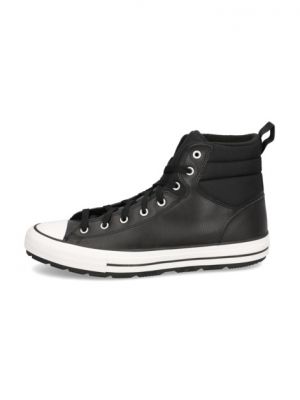 Kožené kotníkové boty z imitace kůže Converse černé