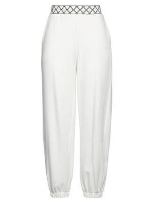 Pantalones de algodón de viscosa Elisabetta Franchi blanco