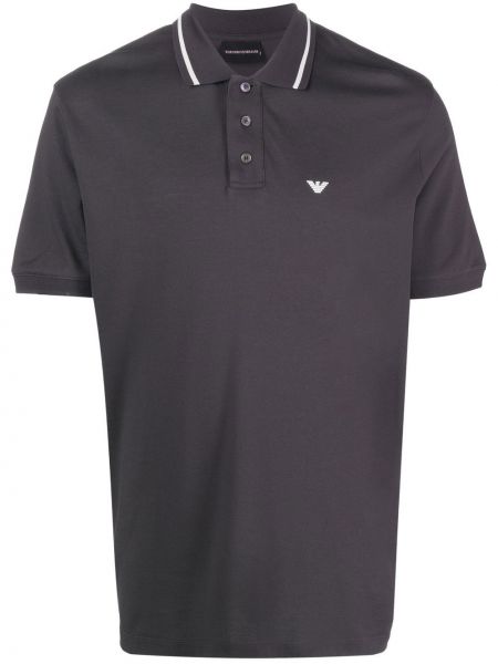 Brodert poloskjorte Emporio Armani grå