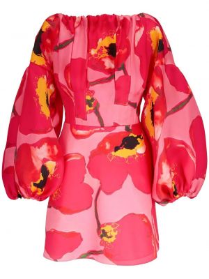 Kvetinové mini šaty Carolina Herrera ružová