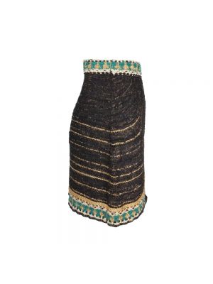 Jedwabna mini spódniczka tweedowa Chanel Vintage czarna