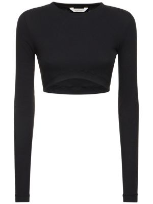 Βαμβακερή αθλητική μπλούζα με στενή εφαρμογή Palm Angels μαύρο