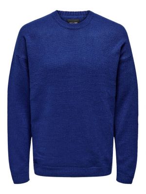 Пуловер Only & Sons синьо