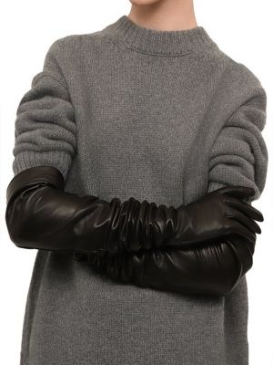 Кожаные перчатки Alberta Ferretti черные
