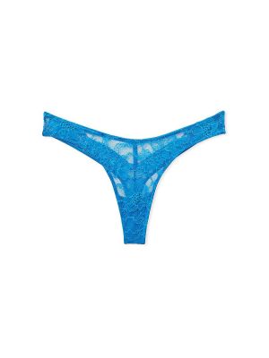 Кружевные стринги с вырезом на спине Victoria's Secret синие