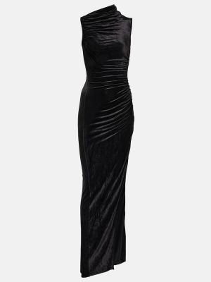 Aksamitna sukienka długa Rick Owens czarna
