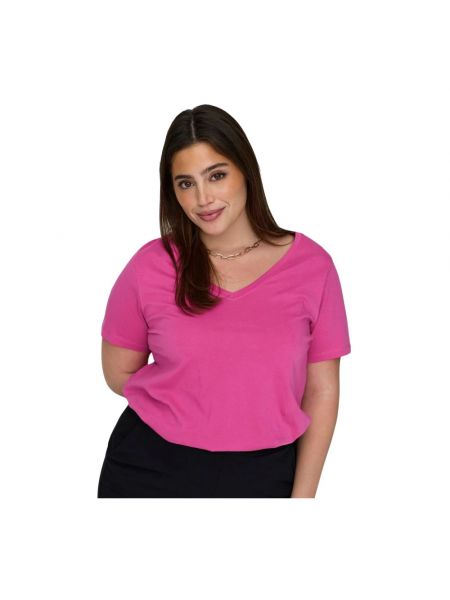 T-shirt mit v-ausschnitt Only Carmakoma pink