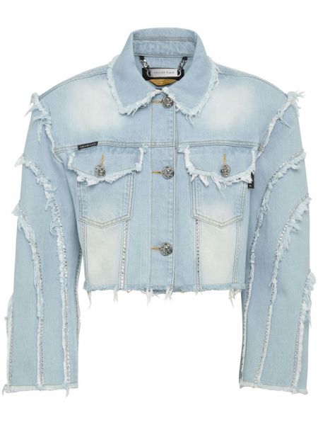 Bavlnená džínsová bunda Philipp Plein modrá