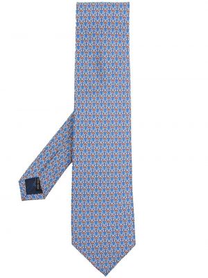 Cravată de mătase cu imagine Ferragamo albastru