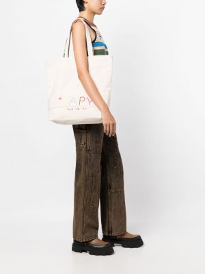 Shopper handtasche mit stickerei aus baumwoll Bapy By *a Bathing Ape® weiß