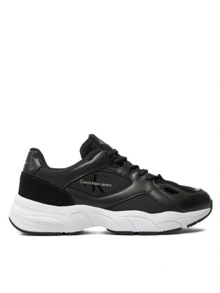 Αθλητικό ρετρό παπούτσια του τέννις με δαντέλα Calvin Klein Jeans μαύρο