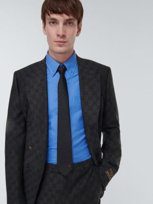 Cravată de mătase din jacard Gucci negru
