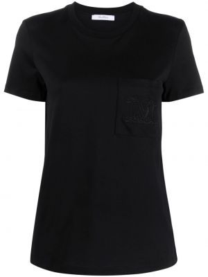 Bavlněné tričko s kulatým výstřihem Max Mara černé