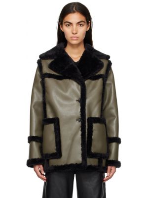 Куртка из искусственной кожи цвета с накладными карманами Proenza Schouler хаки