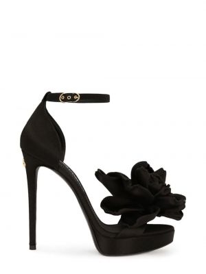 Virágos szandál Dolce & Gabbana fekete
