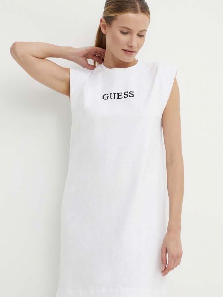 Biała sukienka mini bawełniana oversize Guess