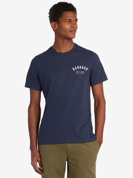 Camiseta de algodón manga corta Barbour azul