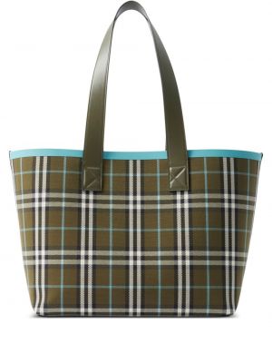 Nakupovalna torba s karirastim vzorcem s potiskom Burberry