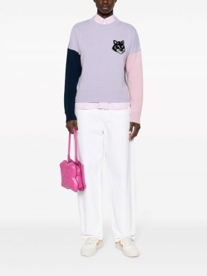 Sweter wełniany Maison Kitsune fioletowy