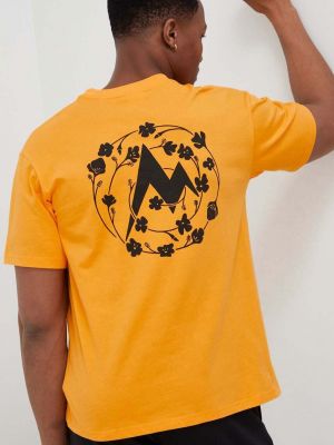 Памучна тениска с дълъг ръкав с принт Marmot жълто