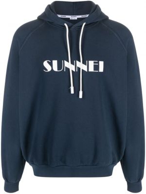 Raštuotas medvilninis džemperis su gobtuvu Sunnei mėlyna