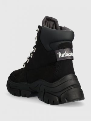 Zateplené kotníkové boty na podpatku na plochém podpatku Timberland černé