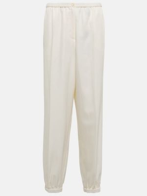 Jedwabne proste spodnie z wysoką talią bawełniane Joseph białe