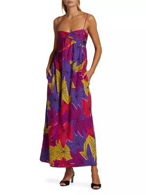 Длинное платье в цветочек с принтом Swf фиолетовое