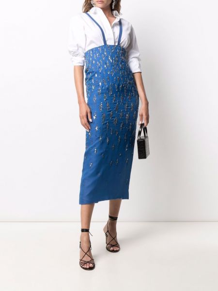 Falda de cintura alta con cuentas A.n.g.e.l.o. Vintage Cult azul
