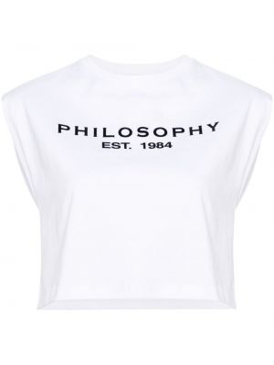 Koszulka bez rękawów bawełniana z nadrukiem Philosophy Di Lorenzo Serafini biała