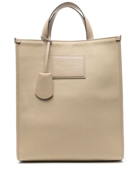 Shopper handtasche aus baumwoll Moncler beige
