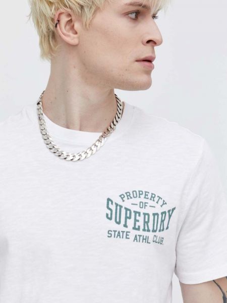 Bombažna majica Superdry bela