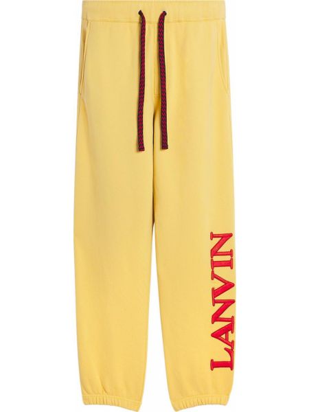 Спортивные штаны с вышивкой Lanvin желтые
