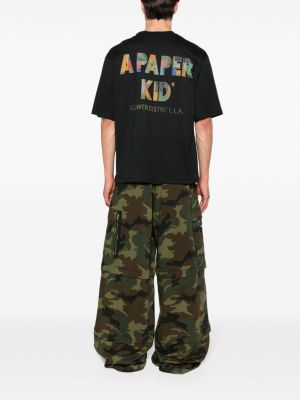 T-shirt en coton à imprimé A Paper Kid noir